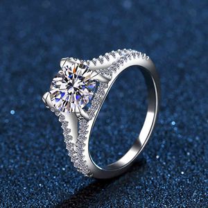 2,0 s Halo Hochzeit Runde Brillant Diamant Moissanit Verlobungsringe Für Frauen Brautschmuck Inklusive Box