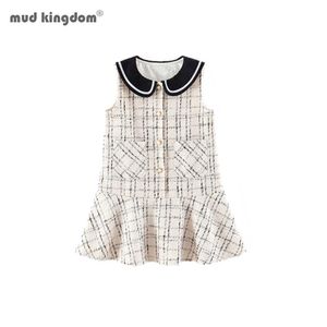 Mudkingdom Autunno Vintage Tweed Baby Girl Vest Dress for Kids Princess senza maniche 210615