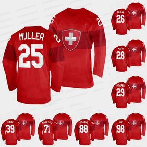 Schweiz Kvinnors Hockey Ida 2022 Vinterhem Jersey Alina Marti Saskia Maurer Caroline Spies Lutz Phoebe Staenz Keely Moy Rahel Enzler Nicole Bullo Noemi Ryhner