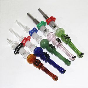 Glas nc kit med kvarts tips hookahs dab straw oljeplattor silikon rökning rör rök tillbehör askfångare