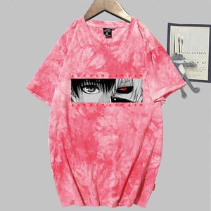 Uniex anime tokyo ghoul ögon t-shirt mode kort ärm o-nack casual tie dye y0809