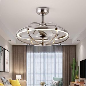 Ceiling Fans Cooper Movement Chrome Creative Home Living Room Decorative Acrylic Lampshade Fan With Light