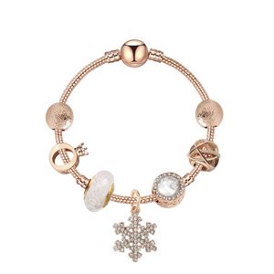 Fili in oro rosa ciondolo fiocco di neve braccialetto moda fai da te punto diamante perline accessori all'ingrosso