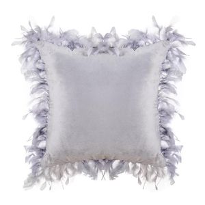 Solid Cushion Cover Feather Tassels Square Pillow Case Cream Pink Blue 45x45cm Home Decoration Sofa 18" Cushion/Decorative