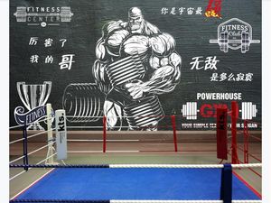 Papel De Parede 3D Wallpaper Muscle retro plank sports fitness club image wall background mural Painting Home Decor