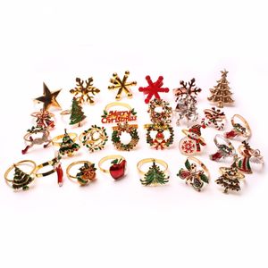 54 Style Boże Narodzenie Bell Snowflake Pierścionek Pierścień Serwetki Klamra Wrap Serviette Uchwyt na Wesele Bankiet Party Stół Dekoracji