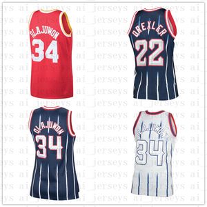 Erkek Basketbol Mitchell ve Ness 34 Olajuwon 22 Drexler 1 McGrady Nakış Logosu Dikişli Retro Gerileme 1993 1994 Formalar