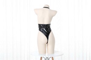 Sexy Mode Dessous Body Tight Lederanzug für Frauen One Piece Sister Deep V Set Cosplay Unterwäsche Y0913