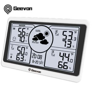 Geevon LED Digital Snooze Desk Clocks With Temperature And Humidity Gauge Indoor Weather Station Table Watch Time Alarm Clock 211111