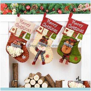 Decorações Festivo Partido Suprimentos Home Gardenchristmas Titular Papai Noel boneco de neve Elk Meias de Natal Pendurado Ornamento Xmas Gift Bag