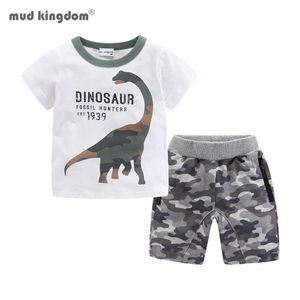 Mudkingdom Jungen Shorts Set Cartoon Dinosaurier T-Shirts Camouflage Sommerkleidung 210615