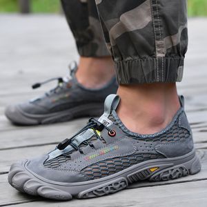 Sneakers Men Summer Breathable Loafers Toe Protect Outdoor Flats Mesh Lace-up Shoes Moccasins Anti-skid 2022
