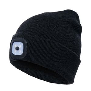 Beanie chapéu USB recarregável malha com luz para pesca ao ar livre caminhadas zj55 chapéus