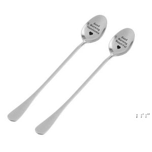NEWParty Favor Valentines Day Gift Anniversary for Boyfriend Stainless Steel Spoon Good Morning Beautiful Girlfriend Present RRF12383