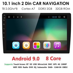 Universale 2din Android 9.0 OctaCore Car NODVD player GPS Wifi BT Radio BT 2GB RAM 32GB ROM 4G SIM Volante di rete RDS USB