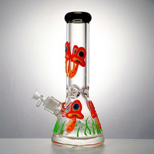 11.6 inç Mantar Nargile Kalın Düz Tüp Cam Bongs Karanlık Yağda Glow Glow Dab Rigs Beher Bong Dağınık Downstem Su Boruları Bowl ile 18mm Kadın Ekon