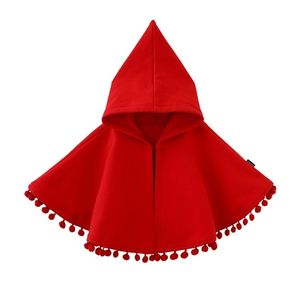 Baby Girl Cloak Outerwear Red Spring Autumn Infant Hooded Cape Jumpers mantle Cotton Toddler Children Cardigan Poncho Clothes 211204