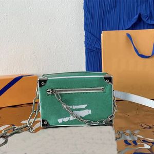 Mini Soft Trunk Chain Box Bag Moda Moda Prawdziwej Skóry Crossbody Torba Projektanci Kobiety Torebki Zipper Torebki