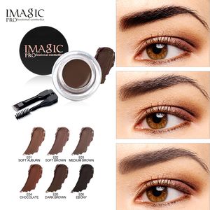 Imagic Brow Pomades Gel Sopracciglio Waterproof con pennelli 6 colori Lunga durata Facile da indossare Naturale Trucco professionale Tatuaggio