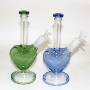 Glas Becher Bong Shisha Herzform Raucherwasserrohr Tabaköl Tupfer Rig mit Daunenstamm und Schüssel Quarz Banger Dabber -Werkzeug