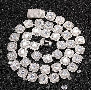 13MM Square Iced Out Dianond Catena da tennis Cubic Zirconia Designer Diamond 14K Catene d'oro Gioielli da uomo Hip Hop 16-24 pollici