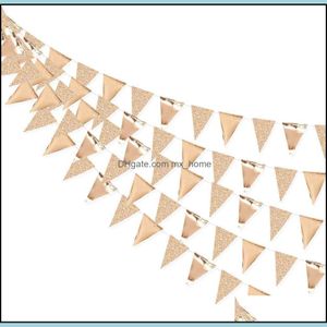 Banner Flags Festive & Party Supplies Home Garden 26 Champagne Paper Triangle Slingers Rose Gold Girls Birthday Decoration Needs Bruiloft Bu