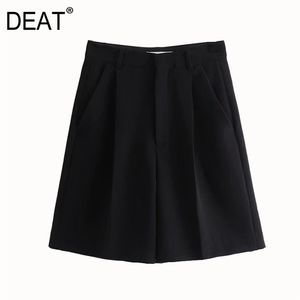 [Deat] moda tiide primavera outono solta cintura alta cor sólida temperamento simples shorts mulheres 13C235 210527