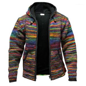 Men's Jackets For Men Colorful Sweater Hoodie Fleece Zipper Knitted Coat Bohemian Vintage Festival Mens M-5XL