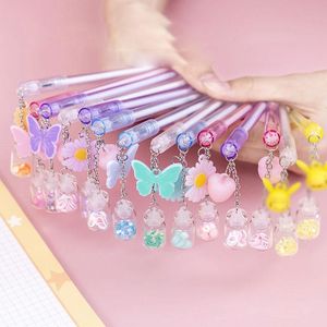 Gel Pens 36 Pcs/lot Kawaii Drifting Bottle Pendant Pen Cute 0.5mm Black Ink Signature School Writing Supplies Promotional Gift