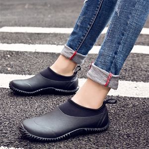 Unisex Moda Sığ Kauçuk Yağmur Ayakkabı Kaymaz Su Geçirmez Araba Yıkama İş Ayakkabı Neopren Dayanıklı Yağmur Çizmeleri Üzerinde Kayma Size36-46