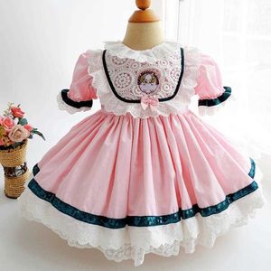 Verão espanhol lolita princesa vestido desenhos animados bordado bordado vestido vestido de vestido para meninas vestido de festa de aniversário vestidos y2685 q0716