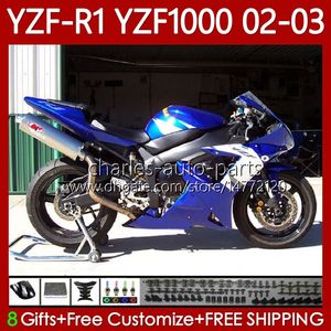 Motorcykelkropp för Yamaha YZF-R1 YZF-1000 YZF R 1 1000 CC Hot Blue 00-03 Bodywork 90NO.34 YZF R1 1000cc YZFR1 02 03 00 01 YZF1000 2002 2003 2000 2001 OEM Fairings Kit