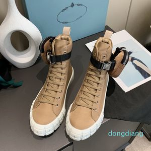 Höst Vinter Män Kvinnor Casual Skor Godkvalitet Läderväskor Sneakers High Top Lace-up Flat Shoe Vattentät slitstarkt par Trainer