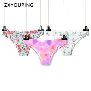 Wholesale sexy panties hole resale online - Women s Panties Print Briefs Seamless Women Underwear Sexy Low Rise One piece With Breathable Holes Lingerie Large Size US