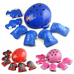 7pcs Child Inline Roller Skating Protective Gear Bicycle Cycling Helmet Elbow Knee Protective Pad Outdoor Sports Safety Guard Q0913