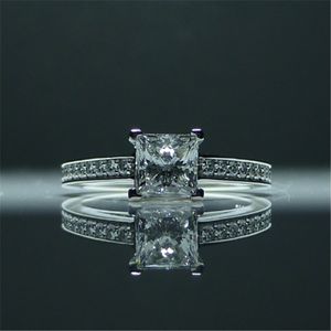 2020 Luxus Princess Cut 0,6 ct Labordiamant Ring Echt 925 Sterling Silber, Verlobung, Hochzeit Band Ringe für Frauen Brautschmuck