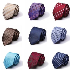 Men Tie Classic Solid Color Stripe Flower Floral 7.5cm Jacquard Necktie Accessories Daily Wear Cravat Wedding Party Gift