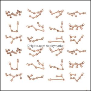 Charms Jewelry Findings & Components 24Pcs 12 Constellation Series Zinc Alloy Glass Rhinestone Pendant Necklace Earrings Bracelet Diy Making