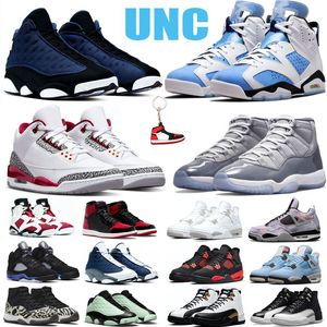 Jumpman Herr basketskor UNC 6s Vit Oreo 4s Fire Red What the 11s Cool Grey 1s Bred Patent 12s slutspel Brave Blue 13s Flint Herr Sport Sneakers Sneakers Storlek 5,5-13