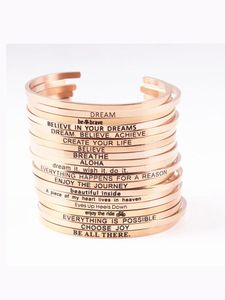 Мужские Золотые Персонализированные Браслеты оптовых-Браслет на заказ положительный вдохновляющий браслет персонализированные ювелирные изделия начально выгравированные розовое золото для мужчин женщин