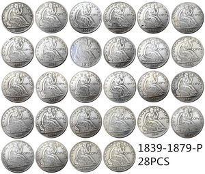 US Liberty Seated Half Dollar Set completo di 1839-1879P O S CC 63 pezzi Craft Placcato argento Copia Decorare Moneta metallo muore prezzo di fabbrica di produzione