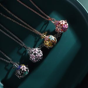 Aromatherapy Necklace Pendant Box Ball Flower Aroma Diffuser Locket Necklaces Perfume Essential Oil Diffuser Necklaces