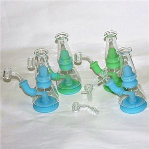 Proste nargile Silikonowe Bongs Water Bong Platformy olejne do rur do palenia z paznokciami Quartz Banger Paznokci 14mm Męski szklany popiołu