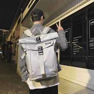 Big Roll Top Gym Ryggsäck Sneaker Sportväska Män Kvinnor PU Läder Mochila Gymbag Resväskor för träning Fitness Bagpack Q0705