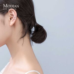 100% 925 Sterling Prata Moda Charme Estrelas Clipe Brincos Abstrato Linha Design Ear para Mulheres Fêmea Fine Jewelry presentes 210707