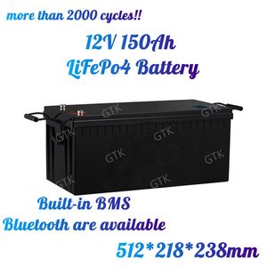 Laddningsbara batterier packar LifePo4 12V 150AH Hög kapacitet med BMS för cykelmotorcykeltricykelaglasögon + 10Acharger