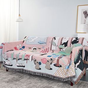 European Anime filt kasta stickad bäddsoffa psykedelisk design dammskyddad täckning vardagsrum dekor mattor sängkläder