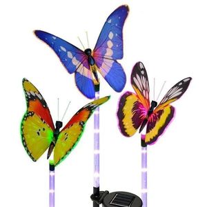 3pcs Solar Multi-Color Fiber Optic Butterfly LED Stake Light för uteservering