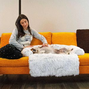 Washable Pet Sofa Dog Bed Calming Bed For Large Dogs Pad Blanket Winter Warm Cat Bed Mat Couches Car Floor Furniture Protector 211009