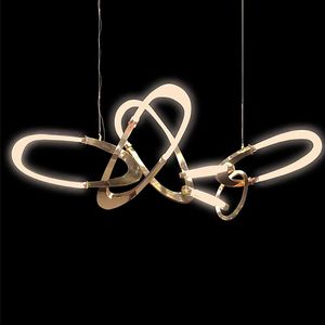 Stainless steel personality lamps modern minimalist living room Nordic art chandelier atmospheric dining room